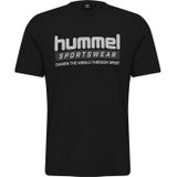 Hummel - Carson - Functioneel Shirt - Antraciet/Zwart/Wit - Katoen, Ronde Hals, Kwartmouw
