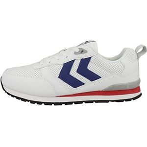 hummel Unisex Monaco 86 geperforeerde sneakers, wit/blauw/rood, 39 EU, Wit-blauw-rood., 39 EU