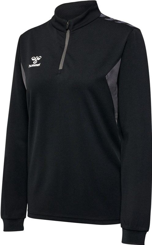 hummel - Hmlauthentic Half Zip Sweatshirt - Dames Sweatshirt - Zwart - Katoen