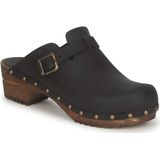 Sanita - Kristel - Klomp - Zwart - Leder - Houten Zool