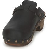 Sanita - Kristel - Klomp - Zwart - Leder - Houten Zool