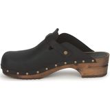 Sanita - Kristel - Klomp - Zwart - Leder - Houten Zool
