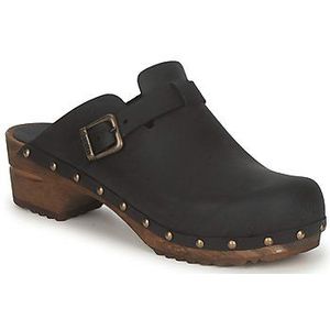 Sanita - Kristel - Klomp - Zwart - Leder - Houten Zool
