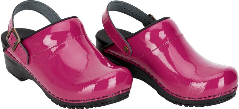 Sanita - Medische Klomp - Fuchsia - Leer - Schokdempend - Lichtgewicht - PU Zool