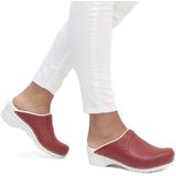 Sanita Pastel open clog | origineel handgemaakt | flexibele lederen clogs voor dames | anatomisch gevormd voetbed met zacht schuim | rood | 38 EU