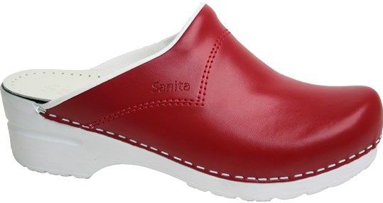 Sanita Pastel open clog | origineel handgemaakt | flexibele lederen clogs voor dames | anatomisch gevormd voetbed met zacht schuim | rood | 38 EU