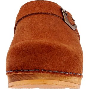 Sanita - Wood Hedi Open - Klomp - Cognac - 100% Suède - Houten Zool