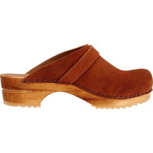 Sanita - Wood Hedi Open - Klomp - Cognac - 100% Suède - Houten Zool