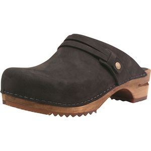 Sanita - Wood Ursana Open - Klomp - Zwart - 100% Nubuck Leer - Open Hiel