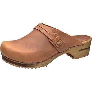 Sanita - Wood Ursana Open - Klomp - Chestnut - 100% Nubuck Leer - Houten Zool