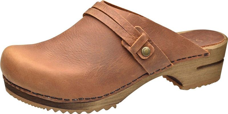 Sanita - Wood Ursana Open - Klomp - Chestnut - 100% Nubuck Leer - Houten Zool