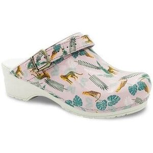 Sanita - Flex - Klompen - Luipaardprint - Roze - Waterbestendig Lakleer