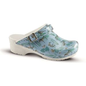 Sanita - Flex Zebra Print - Klompen - Blauw - Waterbestendig Lakleer