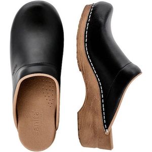 Sanita - Sandra - Medische Klompen - Zwart - Leer - PU Coating