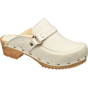 Sanita - Lillen - Klomp - Wit - Houten Zool - Leer