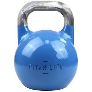 TITAN LIFE Pro Kettlebell Steel Competition 12 kg blauw professionele kettlebell wedstrijdgebruik groot vloeroppervlak gelegeerd staal