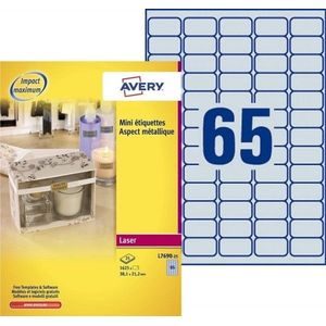 Avery Zweckform L7690-25 etiketten A4 38,1 x 21,2 mm zilver (1625 etiketten)
