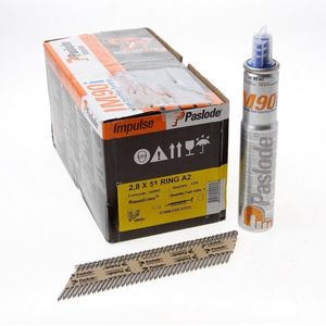 Paslode stripnagel - 2.8x51 mm - RoundDrive - ring - RVS A2 - 1250 st  gaspatroon