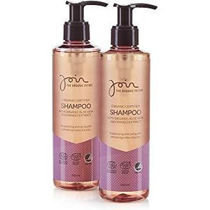 Join - Biologisch gecertificeerde shampoo met aloë vera en mangoextract - verpakking met 2 flessen à 250 ml.