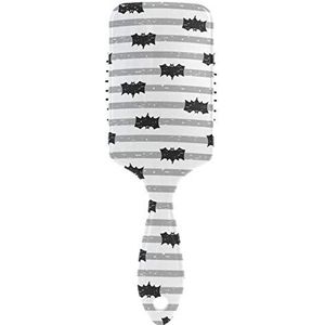 FANTAZIO vleermuis Stripes Patronen Haarborstel voor Vrouwen Mannen Kids Beschadigde Krullend Golvend Frizzy Fijn Haar Massage Hersenen Acupoints