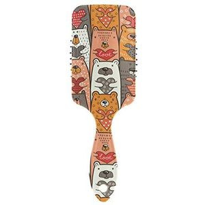 FANTAZIO Bears Hart Liefde Patronen Haarborstel voor Vrouwen Mannen Kids Beschadigde Krullend Golvend Frizzy Fijn Haar Massage Hersenen Acupoints