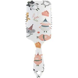 FANTAZIO Cartoon Dieren Hond Tijger Schapen Haarborstel voor Vrouwen Mannen Kids Beschadigde Krullend Golvend Frizzy Fijn Haar Massage Hersenen Acupoints