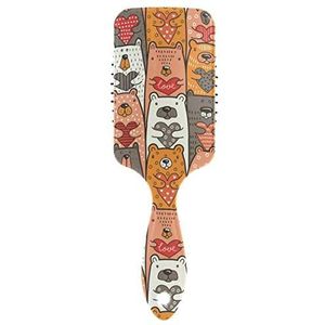 FANTAZIO Cartoon Beer Holding Hart Haarborstel voor Vrouwen Mannen Kids Beschadigde Krullend Golvend Frizzy Fijn Haar Massage Hersenen Acupoints