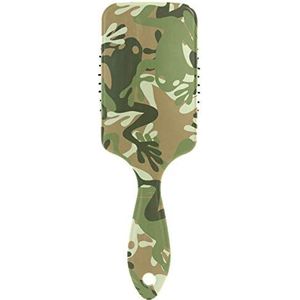 FANTAZIO Kikker Camouflage Haar Borstel voor Vrouwen Mannen Kids Beschadigde Krullend Golvend Frizzy Fijn Haar Massage Hersenen Acupoints