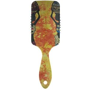 FANTAZIO Afrikaanse Vrouw Kunst Haarborstel voor Vrouwen Mannen Kids Beschadigde Krullend Golvend Frizzy Fijn Haar Massage Hersenen Acupoints