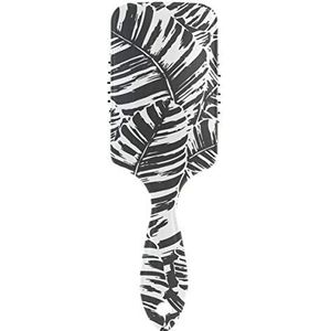 FANTAZIO Zwart Wit Banaan Blad Haarborstel voor Vrouwen Mannen Kids Beschadigde Krullend Golvend Frizzy Fijn Haar Massage Hersenen Acupoints