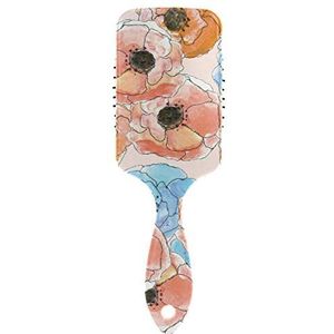FANTAZIO Blauw Roze Bloemen Patroon Haarborstel voor Vrouwen Mannen Kids Beschadigde Krullend Golvend Frizzy Fijn Haar Massage Hersenen Acupoints