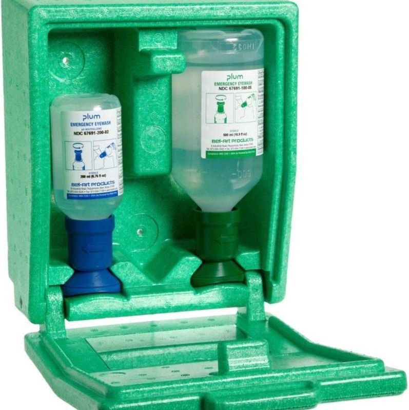 Plum - Oogdouche Wandbox - Inclusief 2 Oogspoelflessen - 200 ml pH Neutraal en 500 ml Sodium Chloride