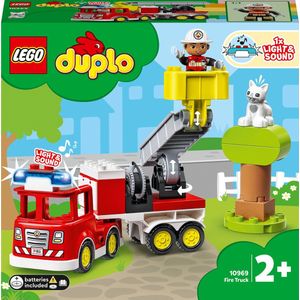 LEGO DUPLO Brandweerauto - Educatief Speelgoed - Inclusief Brandweermanfiguur, Kat en Boom