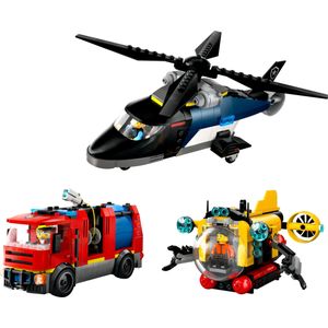 LEGO City 60462 Helikopter, brandweerauto en onderzeeër remix
