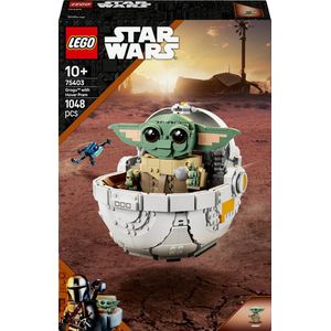 LEGO Star Wars: The Mandalorian Grogu met zweefkinderwagen, bouwbare figuur, leuk speel- en displaymodel, decoratie voor in huis, cadeau voor jongens, meisjes en fans 75403