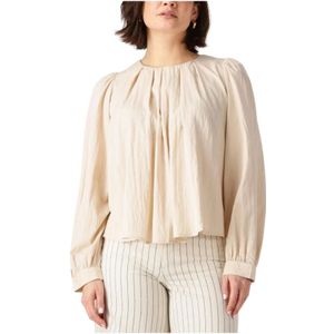 Co'Couture, Dames, Blouses & Shirts, Beige, Maat: XS Nylon,