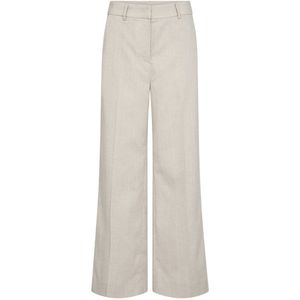 Co Couture - LisaCC - Broek - Bone - Luchtige Linnenmix, Wijde Pijp