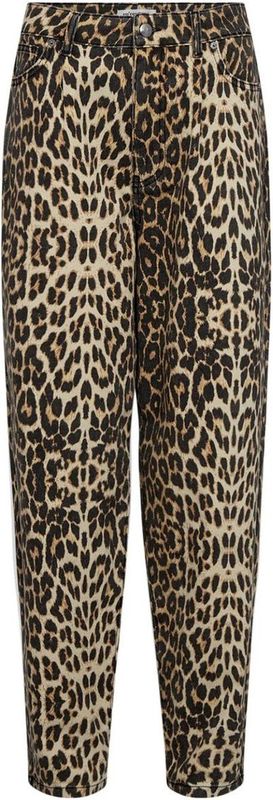 Co Couture - LeoCC Pleat LL Pant - Pantalon - Luipaard - Katoenmix, Hoge Taille, Volumineuze Pijpen