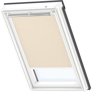 VELUX Verdunklungsrollo "DKL 4556SWL", verdunkelnd, ohne Bohren, in Führungsschienen, Stoff sandbeige mit alufarbenen Führungsschienen & Griffleiste