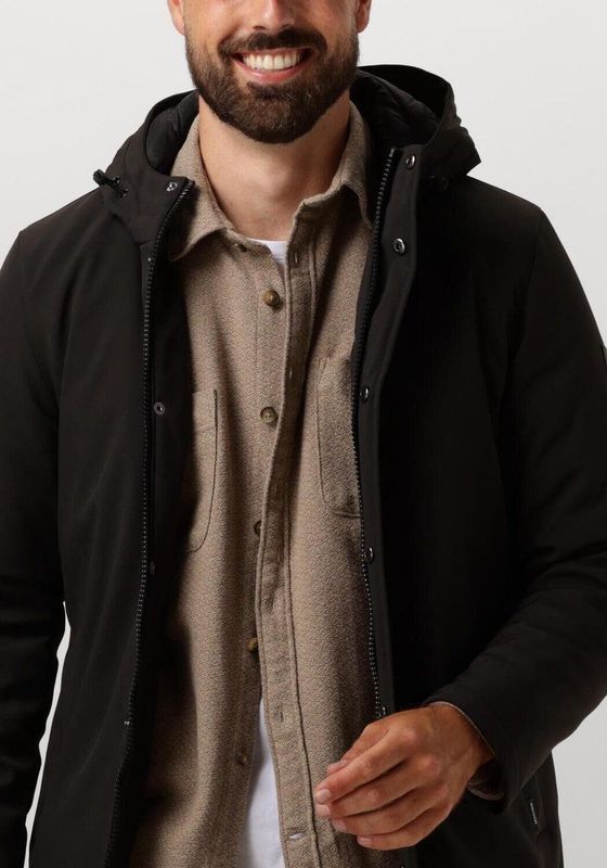 Matinique - Deston - Tussenjas - Zwart - Licht Gevoerd, Capuchon met Trekkoord, Ritssluiting