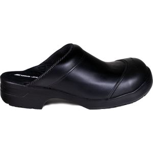 Eurodan - E451 Klomp Flex Open Hak SB + KN - Zwart - Leren Bovenkant - PU Zool - Stalen Neus