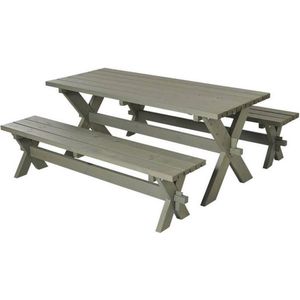 Picknicktafel vuren geimpregneerd - Nostalgi - grijsbruin - 76 x 177 x 72 cm