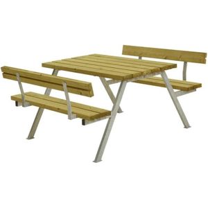 Zitbank voor groepen, met rugleuning, voor 4 personen, lengte 1180 mm, naturel