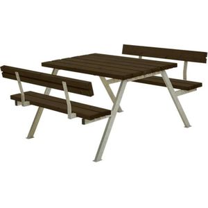 Picknicktafel vuren gegrond zwart - Alpha 2 rugleuning 185 x 118 x 76 cm