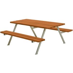 Picknicktafel vuren gegrond teak - Alpha 161 x 177 x 73 cm