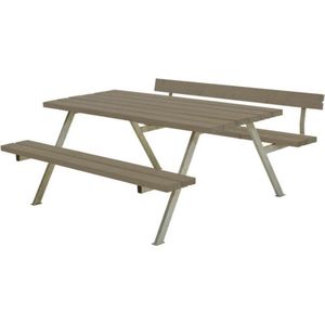 Picknicktafel vuren gegrond grijsbruin - Alpha 1 rugleuning 173 x 177 x 76 cm