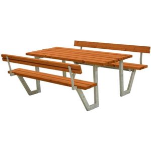 Picknicktafel vuren gegrond teak - Wega 2 rugleuning 185 x 177 x 76 cm