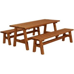 Picknicktafel vuren - Country - gegrond teak - 181 x 177 x 76 cm