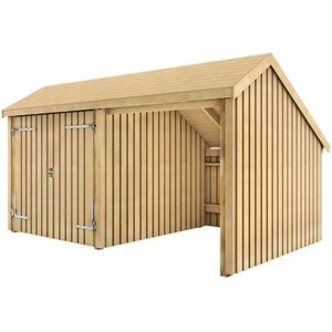 Multi tuinhuis dubbele deur / open 10,5 m2 onbehandeld 248 x 432 x 250 cm - Type A