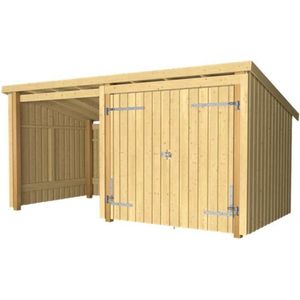 Multi tuinhuis dubbele deur/open 9,5 m2 onbehandeld 218 x 432 x 220 cm - Type A